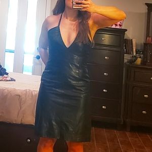 Lamb Leather Hugo Boss halter dress 6